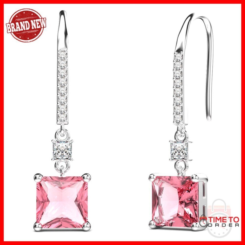 Sterling Silver Square Princess Cut CZ Dangle Earrings Hypoallergenic